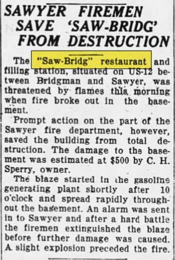 Saw-Bridg Restaurant - June 1930 Article (newer photo)